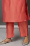NUHH Peach Dupatta Printed Chanderi, Kurta And Pant Pst Silk V Neck Set With at Aza Fashions NUHH_Peach Dupatta Printed Chanderi, Kurta And Pant Pst Silk V Neck Set With _at_Aza_Fashions