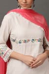 NUHH_White Kurta And Pant Poly Cotton Stripe Dupatta Nylon Chiffon Embroidery Set _Online_at_Aza_Fashions