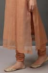 Shop_NUHH_Beige Kurta Embroidery Round Cotton Straight Set  _Online_at_Aza_Fashions