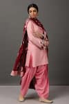 NUHH_Pink 100% Polyester Embroidery Round Straight Kurta Set  _Online_at_Aza_Fashions