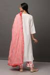Shop_NUHH_White Kurta And Pant 100% Polyester Dupatta Poly Cotton Round Straight Set_at_Aza_Fashions