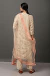 Shop_NUHH_Beige Kurta And Pant 100% Polyester Cami 100% Cotton Dupatta Embroidered Set _at_Aza_Fashions