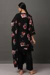 Shop_NUHH_Black 100% Polyester V Neck Printed Kurta Set _at_Aza_Fashions