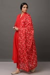 NUHH_Red Dupatta 100% Polyester Cami 100% Cotton, Kurta, Embroidered Anarkali Set _Online_at_Aza_Fashions