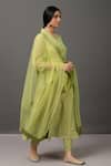NUHH_Green Kurta And Pant 100% Polyester Dupatta Poly Embroidered Anarkali Set _Online_at_Aza_Fashions