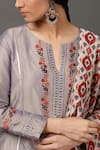 Shop_NUHH_Grey 100% Polyester Embroidery Round Straight Kurta Set  _Online_at_Aza_Fashions