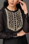 Buy_NUHH_Black Kurta Chanderi Embroidery Round Handwoven And Pant Set  _Online_at_Aza_Fashions