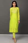 Buy_Nuhh_Green Inner 100% Cotton, Kurta Chanderi, Pant Modal Round Handwoven And Set _at_Aza_Fashions
