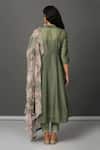 Shop_Nuhh_Green Anarkali And Pant Chanderi, Dupatta Printed Tulle, Inner 100% Cotton Set _at_Aza_Fashions