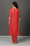 Shop_NUHH_Red Inner 100% Cotton, Kurta And Pant Chanderi Notched & Set _at_Aza_Fashions