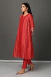 Buy_NUHH_Red Inner 100% Cotton, Kurta And Pant Chanderi Notched & Set _Online_at_Aza_Fashions