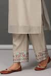 NUHH_Beige Kurta And Pant Chanderi Embroidery Round Handwoven & Set  _at_Aza_Fashions