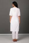Shop_NUHH_White 100% Cotton Mandarin Collar Schiffli Kurta Set _at_Aza_Fashions