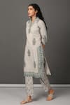 Buy_Nuhh_Grey Cotton Floral Print Kurta And Pant Set_Online_at_Aza_Fashions