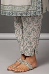 Nuhh_Grey Cotton Floral Print Kurta And Pant Set_at_Aza_Fashions