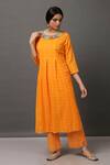 Buy_NUHH_Orange 100% Cotton Round Kurta And Pant Set _at_Aza_Fashions