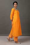NUHH_Orange 100% Cotton Round Kurta And Pant Set _Online_at_Aza_Fashions