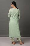 Shop_NUHH_Green Kurta And Slip 100 Cotton Pant 100% Viscose Round Embroidered & Set _at_Aza_Fashions