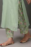 Shop_NUHH_Green Kurta And Slip 100 Cotton Pant 100% Viscose Round Embroidered & Set _Online_at_Aza_Fashions