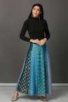 Buy_NUHH_Blue Viscose Georgette Paisley Motif Skirt _at_Aza_Fashions