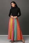 Buy_NUHH_Multi Color Viscose Georgette Paisley Motif Skirt _at_Aza_Fashions