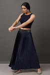 Buy_Nuhh_Blue Pleated Skirt_at_Aza_Fashions