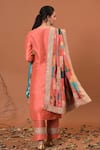 Shop_NUHH_Peach Art Silk And Satin Embroidery Notched Kurta Set  _at_Aza_Fashions