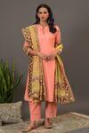 Buy_NUHH_Peach Chanderi Notched Kurta Set _at_Aza_Fashions