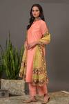 Buy_NUHH_Peach Chanderi Notched Kurta Set _Online_at_Aza_Fashions