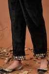 NUHH_Black Velvet Embellished Round Kurta And Pant Set  _at_Aza_Fashions