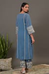 Shop_NUHH_Blue Georgette, Chanderi And Cotton Voile Round Embroidered Kurta & Pant Set _at_Aza_Fashions