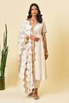 Buy_NUHH_White Dupatta Viscose Georgette, Inner  Cotton, Kurta Chanderi, Pant Set _at_Aza_Fashions
