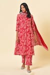 Buy_NUHH_Pink Chiffon, Georgette And Cotton Round Printed Anarkali Set _at_Aza_Fashions