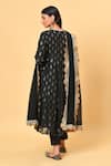 Shop_NUHH_Black Chanderi And Chiffon Round Anarkali Set _at_Aza_Fashions