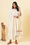 Buy_NUHH_White Georgette Lining Cotton Round Embroidered Anarkali Set _at_Aza_Fashions