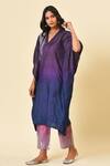 NUHH_Purple Chanderi And Art Silk V Neck Kurta Set _Online_at_Aza_Fashions