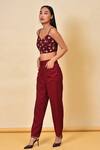 Buy_NUHH_Maroon Floral Embroidered Crop Top_Online_at_Aza_Fashions