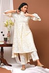 Buy_NUHH_White Cotton Lace Embroidered Floral Round Kurta Set  _at_Aza_Fashions