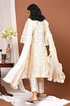 Shop_NUHH_White Cotton Lace Embroidered Floral Round Kurta Set  _at_Aza_Fashions