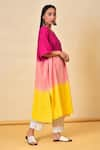 NUHH_Multi Color Cotton V Neck Colorblock Kaftan Kurta _Online_at_Aza_Fashions