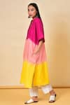 Buy_NUHH_Multi Color Cotton V Neck Colorblock Kaftan Kurta _Online_at_Aza_Fashions