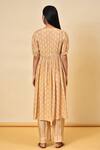 Shop_NUHH_Beige Muslin Printed Striped V Neck Floral Anarkali And Pant Set  _at_Aza_Fashions