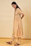 Buy_NUHH_Beige Muslin Printed Striped V Neck Floral Anarkali And Pant Set  _Online_at_Aza_Fashions