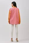 Shop_Nidzign Couture_Orange Poplin Plain Shirt Collar Colorblock_at_Aza_Fashions