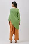 Shop_Nidzign Couture_Green 100% Cotton Crinkle Plain Asymmetric Top And Pant Set_at_Aza_Fashions