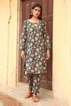 Buy_Gulabo Jaipur_Green Cotton Keyhole Floral Print Kurta Set _at_Aza_Fashions