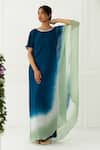 Buy Nidhika Shekhar Blue Georgette Boat Ombre Kaftan at Aza Fashions Buy_Nidhika Shekhar_Blue Georgette Boat Ombre Kaftan _at_Aza_Fashions
