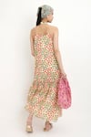 Shop_Nikasha_Beige Polka Dots V Neck Cotton Silk Maxi Dress _at_Aza_Fashions