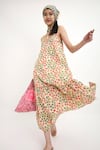 Buy_Nikasha_Beige Polka Dots V Neck Cotton Silk Maxi Dress _Online_at_Aza_Fashions