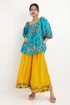 Buy_Nikasha_Yellow Chintz Silk Floral Motif Palazzo _at_Aza_Fashions